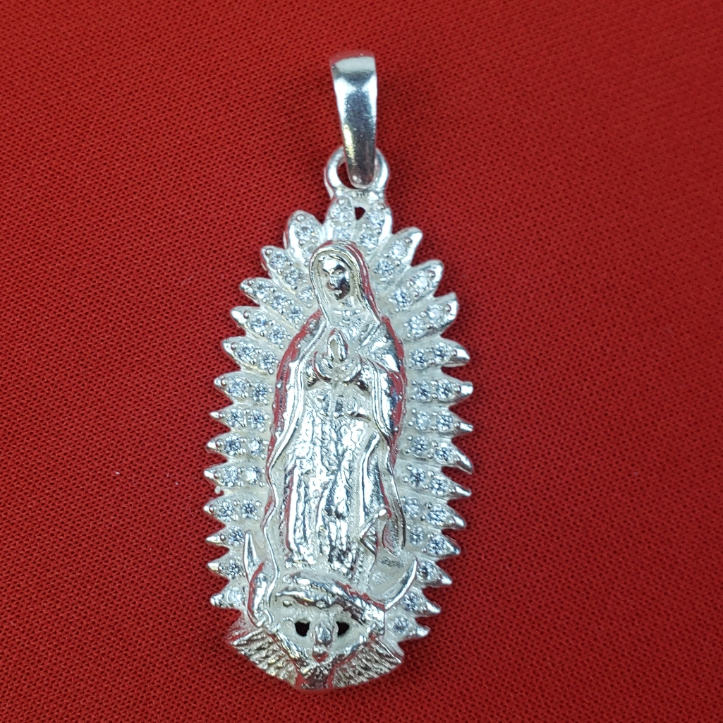 925 Sterling Silver Men's Virgin Mary Pendant With Zircon